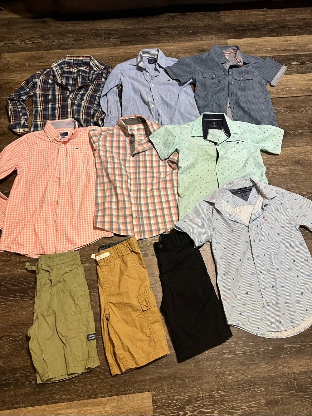 Mixed Men's Button-Down Shirts & Casual Shorts - Blue, Green, Black, Khaki